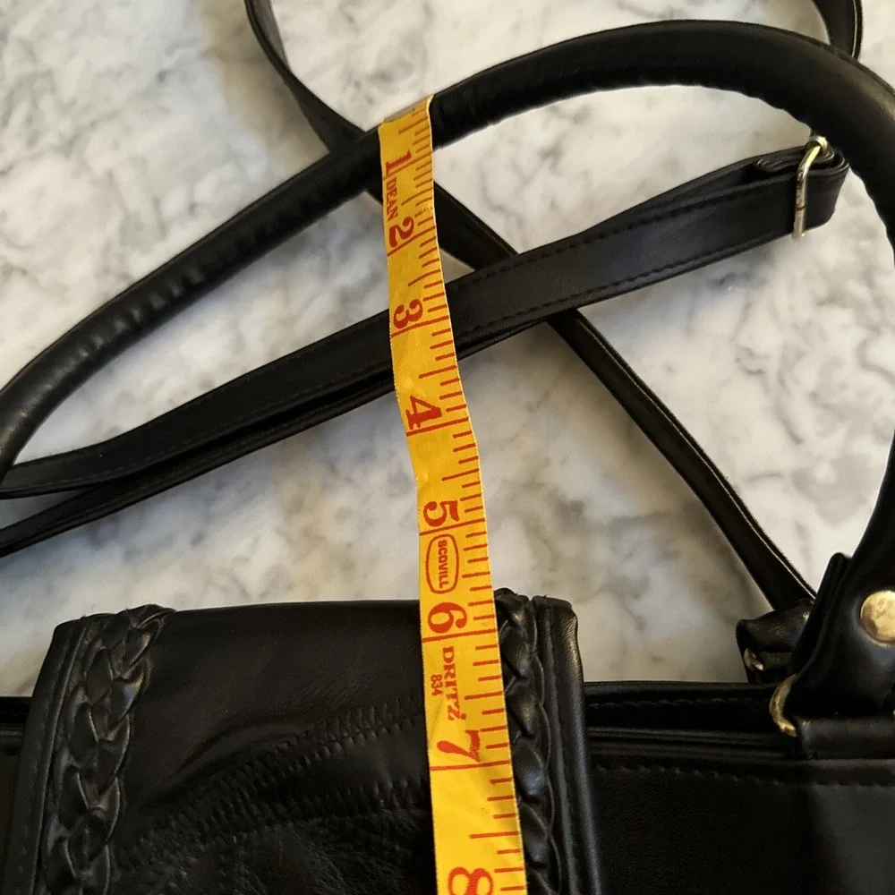 American Italy Black Leather Handbag Bag Purse Boho